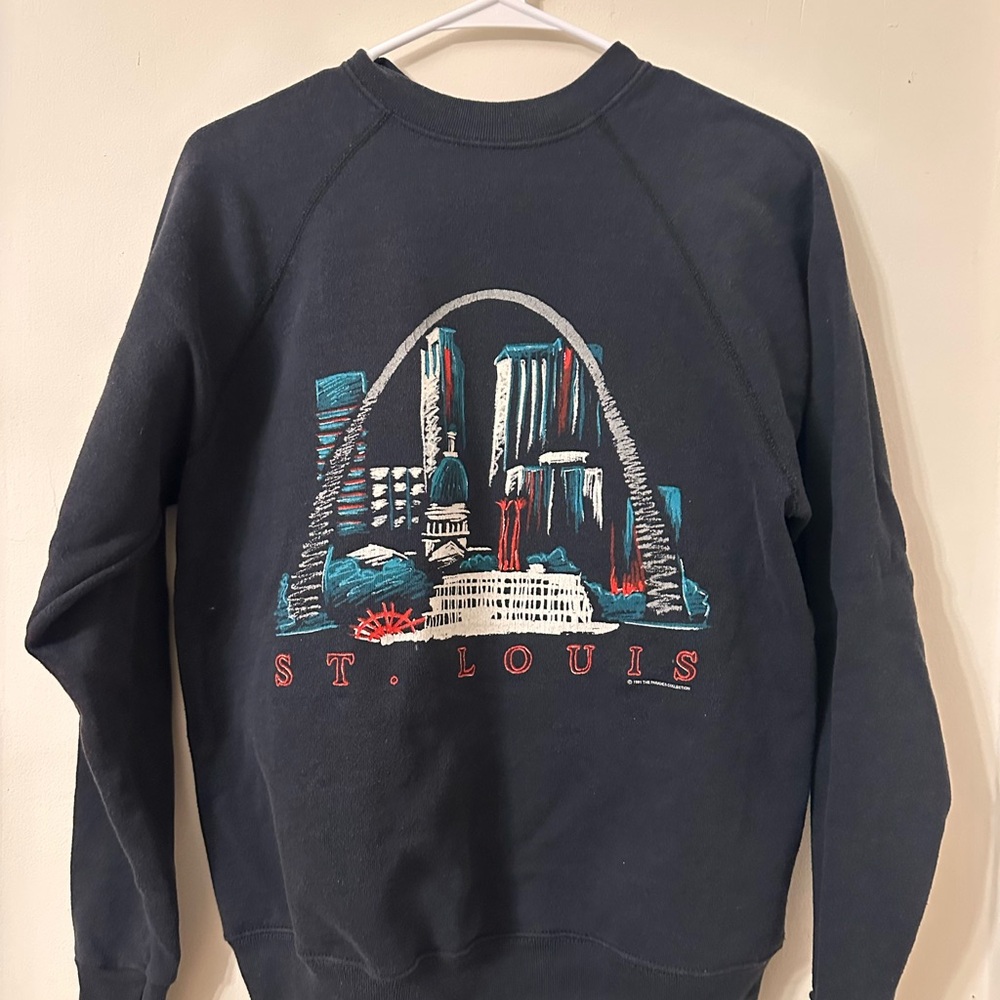 Vintage St. Louis Graphic Crewneck Sweater - Navy